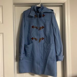 J Crew wool Toggle Coat, dusty blue, size 14